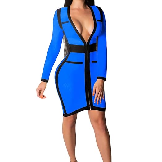 Hochwertige und einzigartige Damenbekleidung, einfarbig eng anliegender Damen V-Ausschnitt, langärmlig bedrucktes Reißverschl