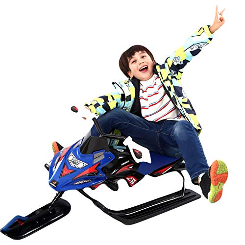 Snow sled Heavy Duty, Durable Metal Racer Snow Sledge with Brakes Steering Wheel Pull Rope for Kid & Adult-A