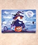 Halloween Witch and Pumpkin Bathroom Rug