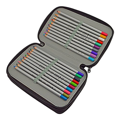 Painting Pencils Case with Zipper 72 holder Art Pen Case Canvas Protection Drawing Case(black)