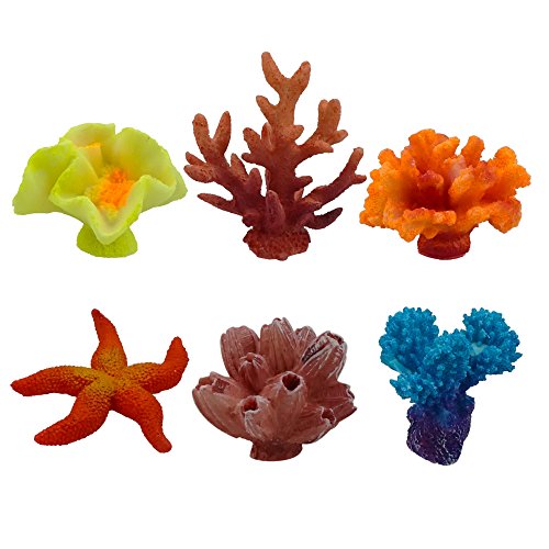 Artificial Coral, Multicolor Fake Coral for Decor Aquarium, 6 Counts by ZXSWEET