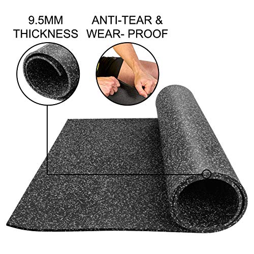 Happybuy Rubber Flooring Grey Rubber Stall Mat 3.6ft x 6.2ft, Gym Flooring 9.5mm Thick Heavy