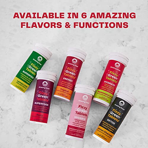Amazing Grass Electrolyte Tablets, Fizzy Greens Water Flavoring Tablet