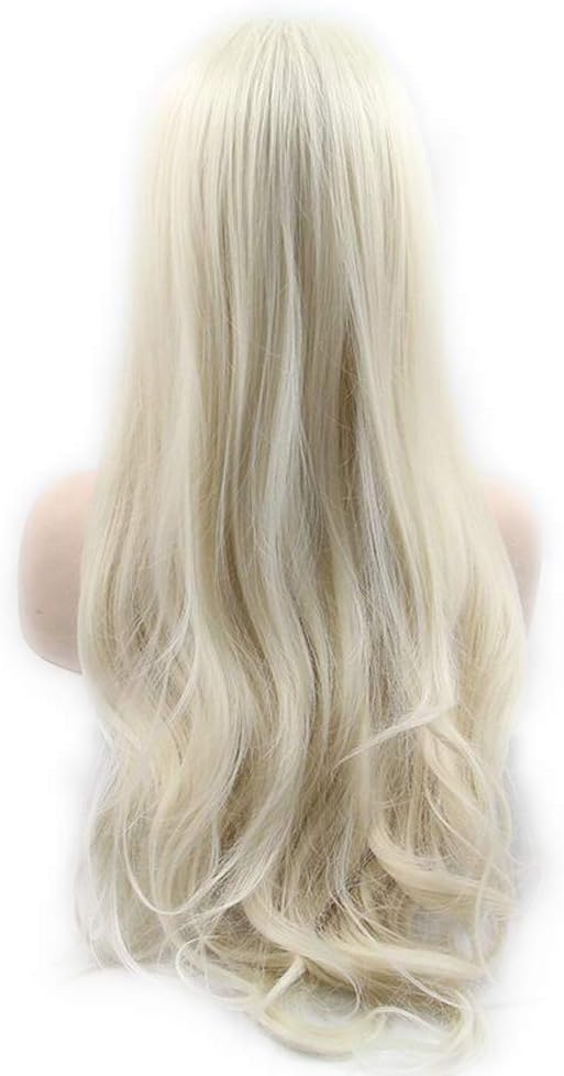 Natural Wave Wig Half Hand Tied Natural Hairline Blonde Lace Front Wig 60# Heat Resistant Fiber Pastel Wig Synthetic Wigs For Women 180% Density 24"