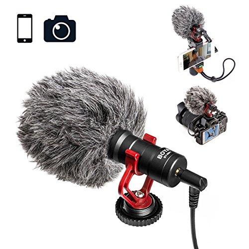 BOYA BY-MM1 Video Microphone Youtube Vlogging Facebook Livestream Recording Shotgun Mic for iPhone HuaWei Smartphone DJI Osmo Mobile 2,for ZHIYUN Smooth Q Smooth 4 Feiyu Vimble Canon Sony DSLR Cameras