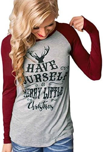 Laimeng, Women Fashion Stripe Round Collar Cotton Long Sleeve Casual Blouse (L, Wine)