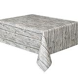 Rustic Wood Plastic Tablecloth, 108" x 54"