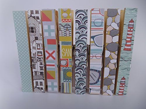 Mint Seaside Clothespin Magnets Fridge Magentic