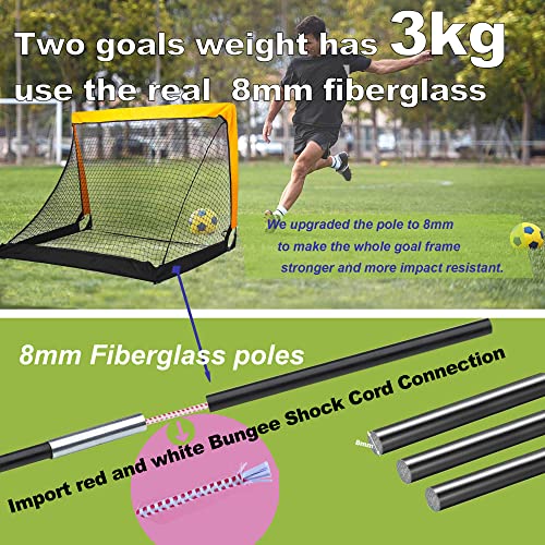 thumbnail image 2 of Poray 4FT Soccer Goals Set - 2 Portable Nets With 8 Cones For Backyard Training 2 of 11