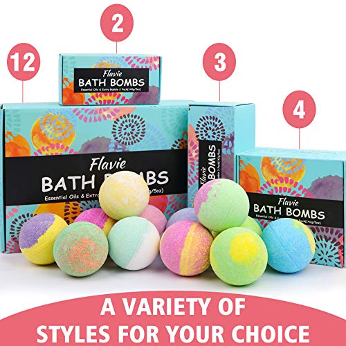 Bath Bombs, Bubble Bath, Organic SPA Gift Set 12 XXL 5 OZ, Bath Salts