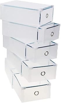 Cdgroup 5 Pack Full Set Shoe Box Plastic Folding Shoe Drawer