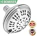 HeadMaster® Best High Pressure Luxury Rainfall Massage Fixed Shower head with 6 Spray Settings, Adjustable Swivel Joint and Teflon Tape, Polished Chrome Finish