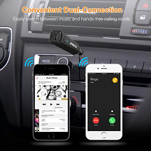 Mini Bluetooth Receiver, ELEGIANT Bluetooth 5.0 AUX Adapter Portable Wireless Receiver Hands-Free Calling 30M Range 3.5mm Aux Stereo Output for Car Home Audio Music Streaming Sound System