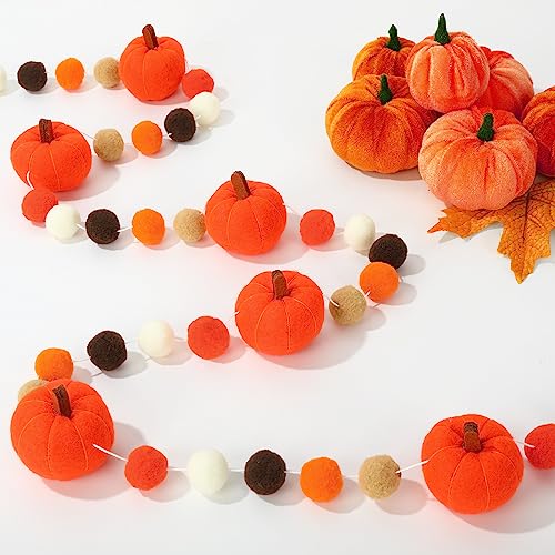 AnyDesign 8.2Ft 3D Fall Felt Pumpkin Garland Thanksgiving Hanging Banner at Amazon