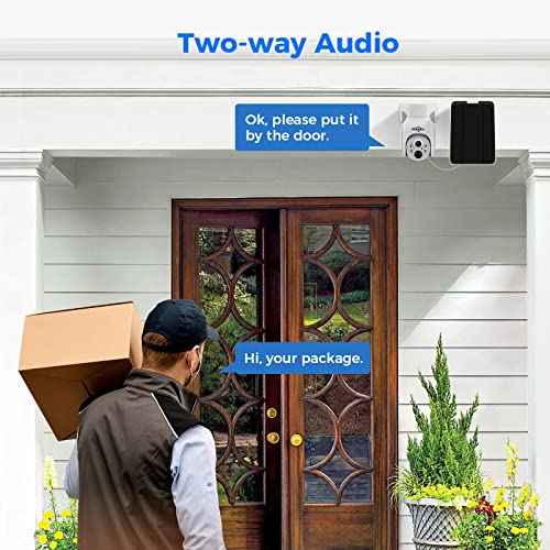 Hiseeu - Cámara de Seguridad Solar para Exteriores, cámara de batería inalámbrica de 4 MP, visión PTZ de 360°, detección de Movimiento PIR, visión Nocturna de Color, IP66, Audio de 2 vías, WiFi 2.4G