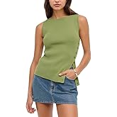 CITASHON Asymmetrical Button Sweater Tank Tops for Women Lightweight 2026 Trendy Slit Hem Sleeveless Going Out Tops Vests