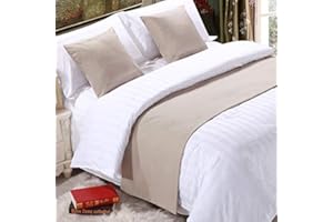 DPS COTTON KING 100% Egyptian Cotton Bed Runner Taupe Solid Queen Size (88x20) 1 Piece Decorative Bed Scarf for Bedroom Hotel Wedding Room