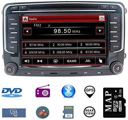 Hotaudio Car Stereo 7 inch 2 Din Autoradio for VW Jetta Golf Tiguan Polo Passat with DVD CD Player GPS Navigation USB SD CANBUS FM AM RDS Bluetooth Steering Wheel Control 720P Video Wince Carplay SWC