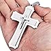 MENDINO Mens Large Polished Stainless Steel Three Giant Cross Pendant Necklace Silver with 22 inch Chain