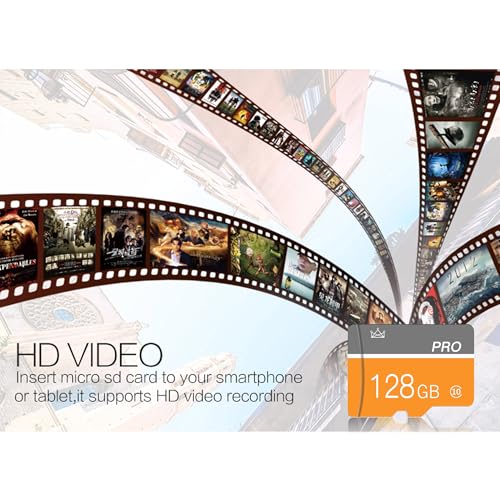 128GB Memory Card, Micro Memory Card with Adapter Class 10 High Speed for Camera, Smartphone, Tablet 2-Pack