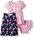 Gerber Baby Girls' 3-Piece Dress and Diaper Cover Set, Cherry Stripe, 24 Months
