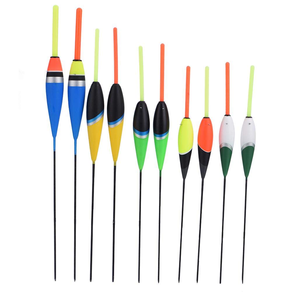 Vikye Fishing Float, 10Pcs Colorful Fishing Carp Floats Freshwater Bobbers Hooks Floating Tackle Accessories and Long Service Life