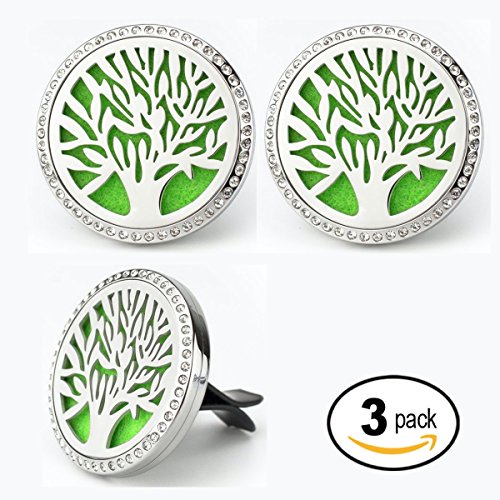 BellaSentials 3 PACK Tree Of Life Car Diffuser Vent Clip, Simply Add Essential Oils To De-stress While You Drive - Car Charm