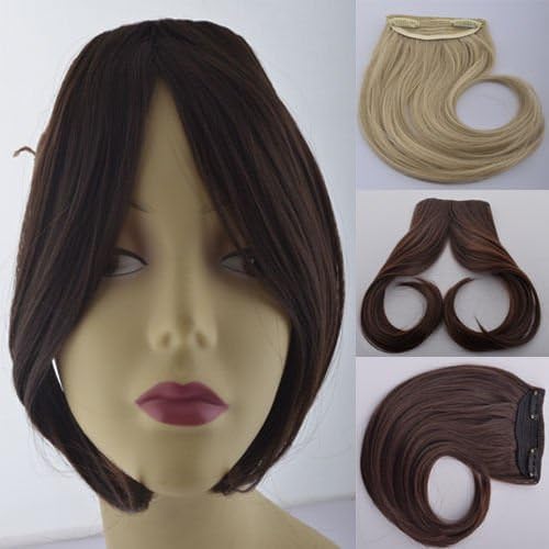 Pyracin(TM) Short straight front neat bangs Clip in clip on Bang fringe hair extensions 100% real natural hair piece US