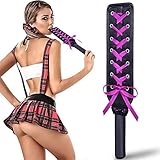 Paddles, Acome Fetish SM Leather Spanking Paddle for Adult Sex Play with Purple Ribbon