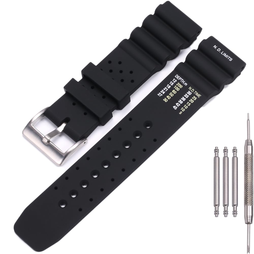 MCXGL 22mm Silicone Watch Band Compatible with Citizen smart gen2 diver DAL1BP Men's Sport Waterproof Dive Strap Bracelet Watch Accessories