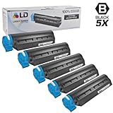 LD Set of 5 Okidata Compatible 44574701 Black Laser Toner Cartridge for the MB461 MFP, MB471, MB471W, B411d, B411dn, B431d and B431dn Printers