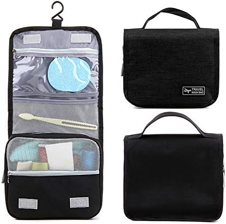 Travel Toiletry Bag Portable Bag Waterproof Wash Bag Cosmetic Bag Hanging Holiday Multi-Function(Multicolor) Black