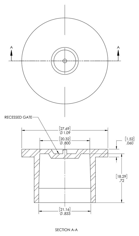 PELD Red to Cap Thread Size 3/4 Pack of 70 Caplugs ZPN12Q1 Plastic