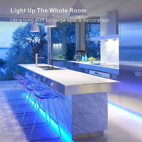 RGB LED Strip Lights 40FT, MikeWin Color Changing Led Lights with 44 Keys RF Remote Controller, Music Sync Flexible Rope Lights for Holiday Room Wall Corner Bedroom Bar Dorm Decor