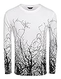 COOFANDY Men's Fashion Long Sleeve Shirt Tree Shadow Printed Graphic T-Shirt