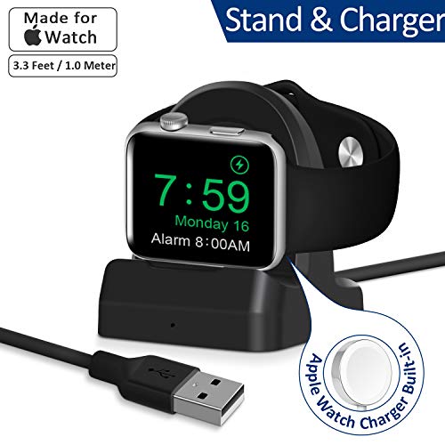 Compatible All Apple Watch Series 1,2,3,4(38mm/40mm/42mm/44mm) i Watch Charger with Nightstand Mode, Magnetic Absorption Induction, Charging with 3.3Feet/1.0Meter Charging Cable Cord