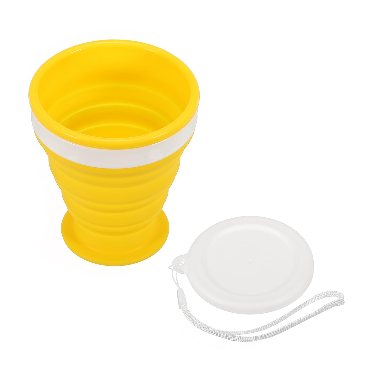 PATIKIL Collapsible Cup, 200mL Travel Folding Cup Silicone Portable Drinking Cup for Camping Hiking Outdoors, Yellow