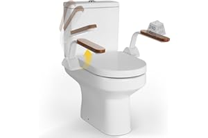Dyna-Living Toilet Safety Rails 480lbs Toilet Safety Frame with Flip Up Non-Slip Wooden Armrest Handicap Toilet Rails, Toilet Assist Devices for Seniors Toilet Support Bars Toilet Riser for Elderly