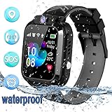 SZBXD Kids Waterproof Smart Watch Phone, LBS/GPS Tracker Touchscreen Smartwatch Games SOS Alarm Clock Camera Smart Watch Christmas Birthday Gifts for School Boy Girls (Black)