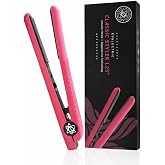 Evalectric Classic Styler 1.25 Inch Ceramic Flat Iron - Dual Voltage - Pink | Ceramic Floating Plates - Negative Ion Technology - Heats upto 460 F - Travel Friendly Hair Straightener