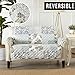 Patchwork Scalloped Printed Furniture Protector Stain Resistant Loveseat Cover (Loveseat, Grey)
