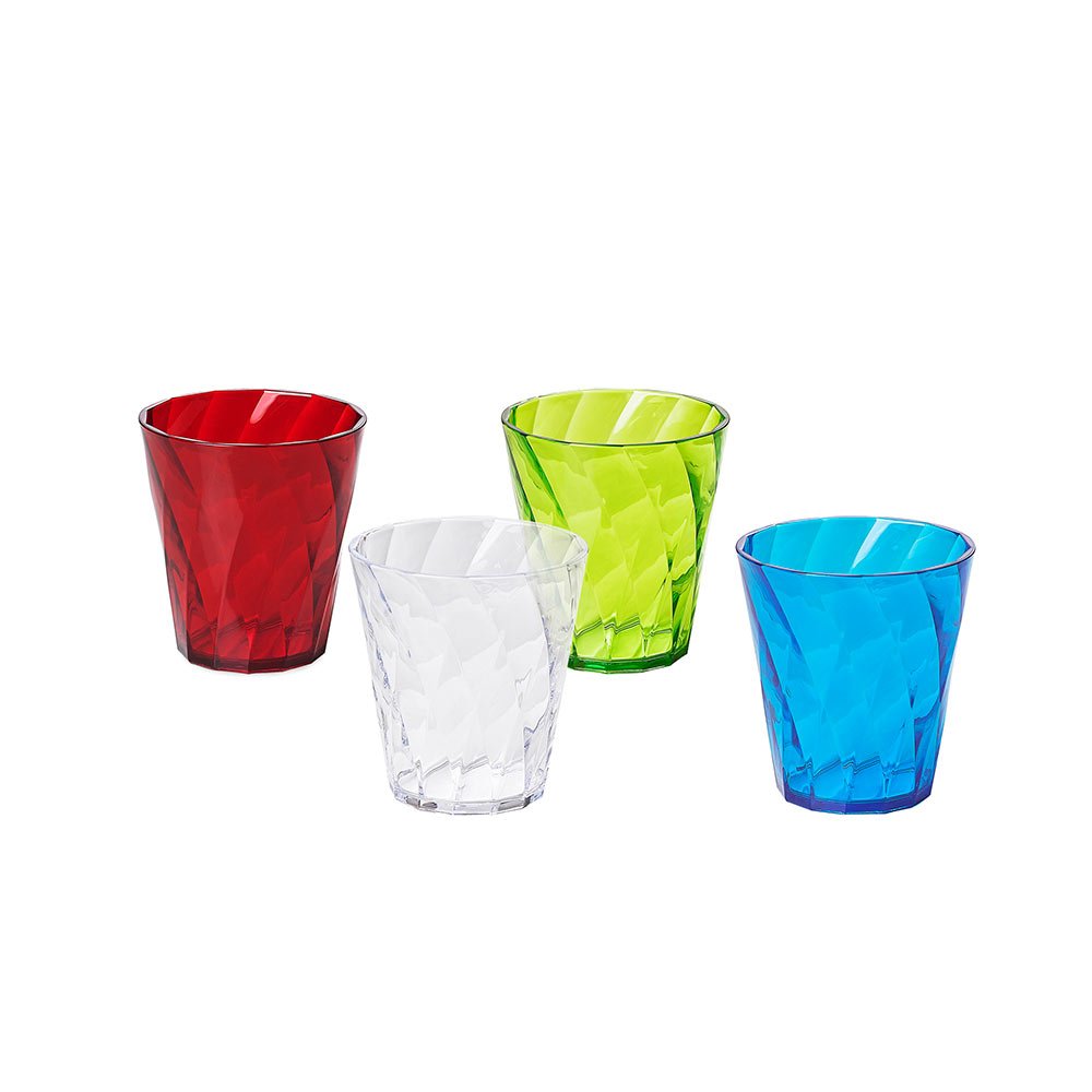 omada Design 4 Transparent Drink Glasses 11,83 fl oz Coloured, Diamond Line, Assorted Colors