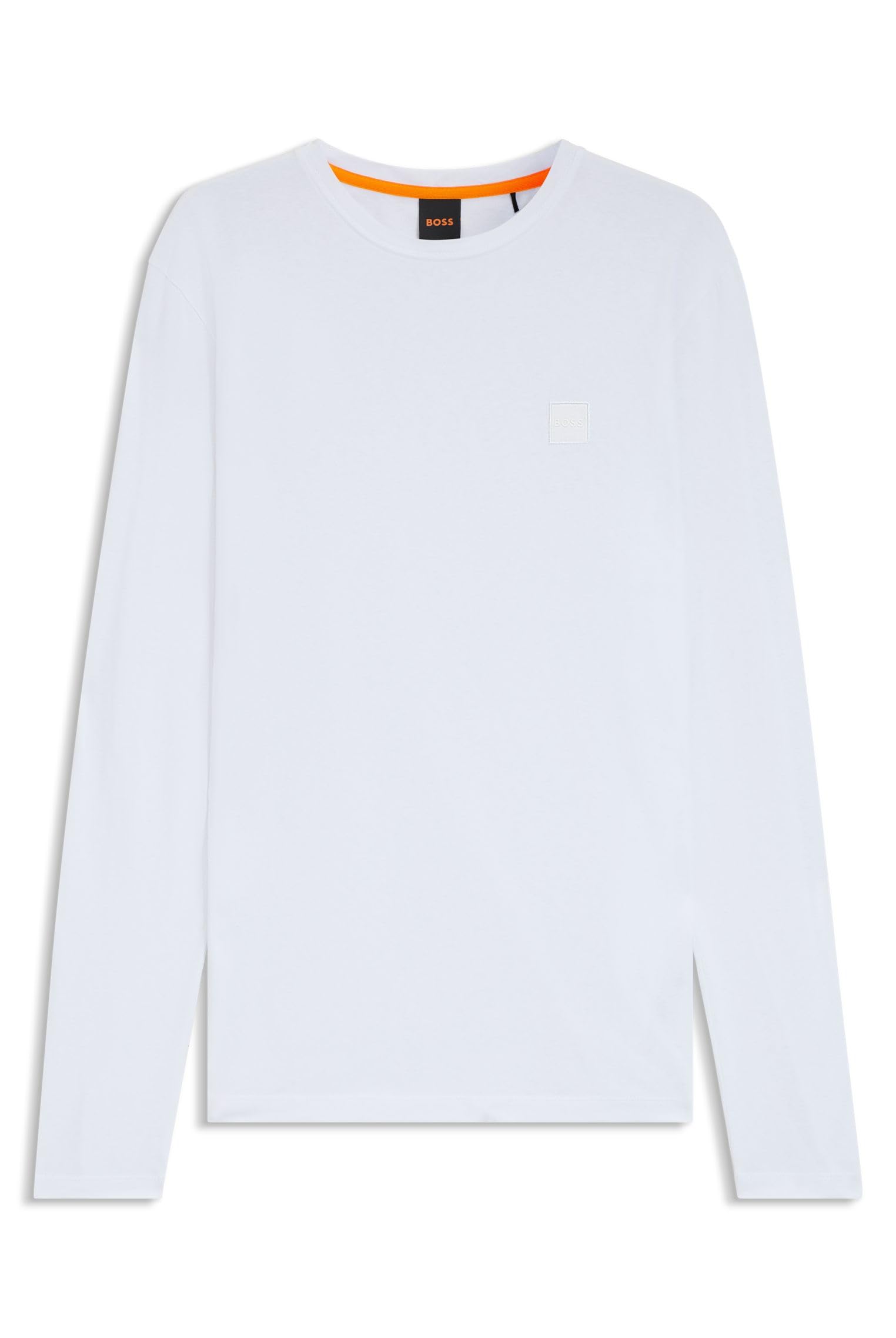 BOSS Mens Tacks Cotton-Jersey T-Shirt with Logo Patch White