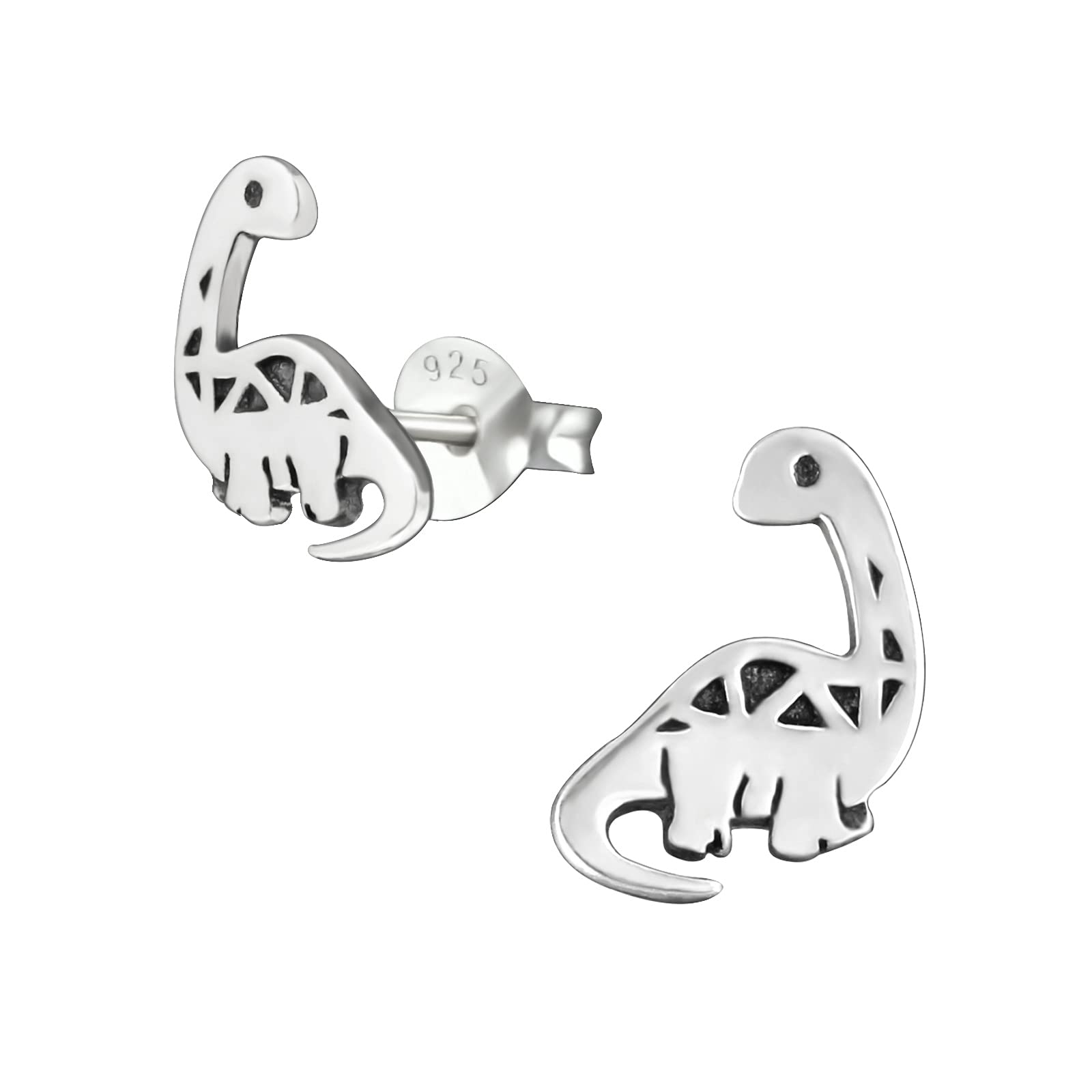 925 Sterling Silver Dinosaur Stud Earrings for Women & Girls – Fun Animal Jewellery with Gift Box