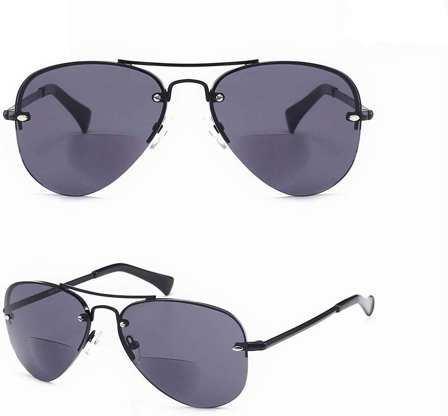 Enjoy Reading in the Sun n Look Fashion! Viscare Men Women Aviator Bifocal Lightweight Sun Reading Glasses Sunglasses Readers W/case N Cloth Grey -- 30 Days Return Guarantee! (+2.50, Grey)