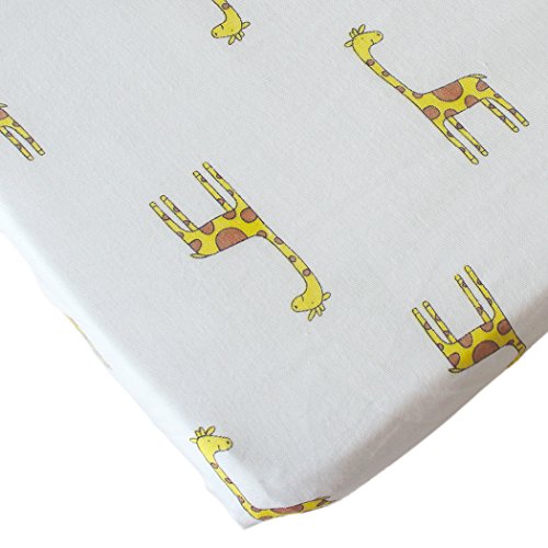 Baby Changing Pad Cover Set Muslin Cotton, Portable Contoured Diaper Change Pad Sheet for Boys and Girls by Vlokup, Flamingo & Giraffe Prints