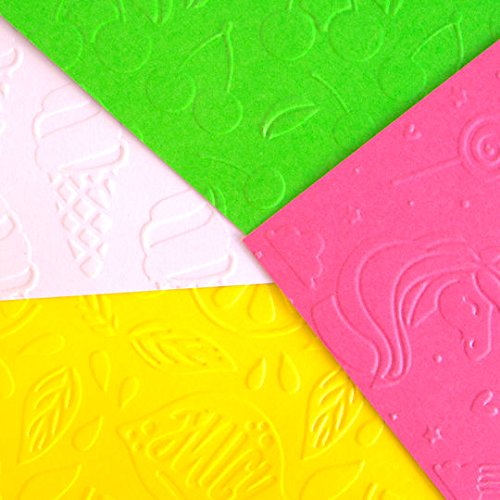 Embossed Cheeky Modern Pop Unicorn, Lemon, Cherry & Ice cream Colorful Crafting Paper Pad