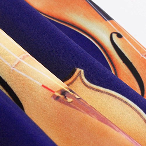 Alixyz Women 1950s Vintage Dress O-Neck Zipper Cello Printed Sleeveless A-Line Swing Dress (L, Yellow)