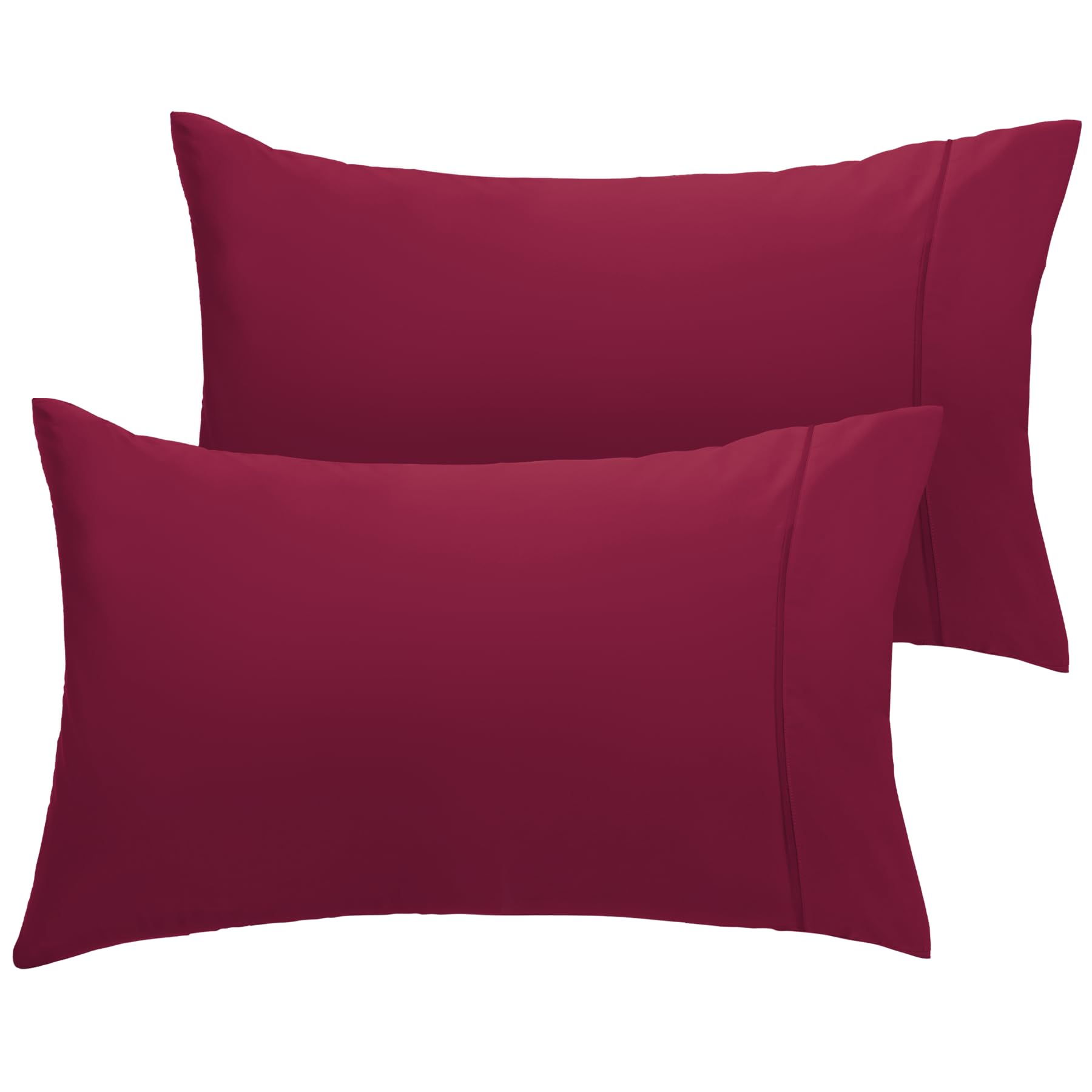 LuxClub Collection Pillowcases 2 Pack - Eco Friendly Wrinkle Free Cooling Pillow Cases with Satin Trim - Machine Washable Hotel Bedding Silky Soft - Burgundy King