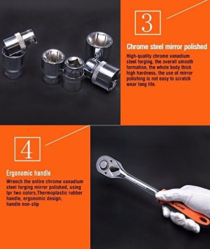 HARDEN ratchet socket set 13pcs, 1/4" drive (HAR 510013), Chrome - Image 5